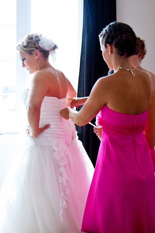 My Rainy Wedding Day Recaps - Part 1 - Getting Ready :  wedding hair dress garter Dress Tying