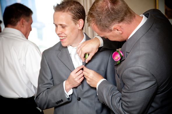 My Rainy Wedding Day Recaps - Part 1 - Getting Ready :  wedding hair dress garter Guys Boutineer Pinning