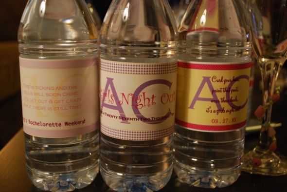 Goodies for my Bachelorette Party (picture heavy-sorry) :  wedding bachlorette goodie bags wine charms water bottle labels DSC 0013