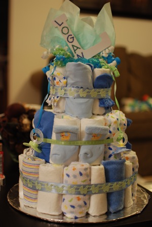 I took a break from wedding crafting to make this.. :  wedding diaper cake baby shower gift DSC 1367