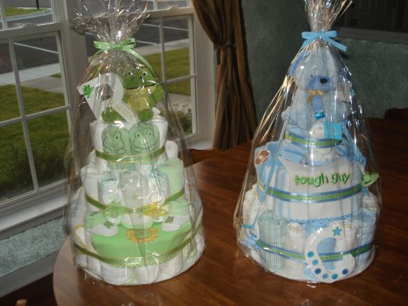 I took a break from wedding crafting to make this.. :  wedding diaper cake baby shower gift July4th 003