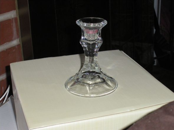 Taper Candle Holders :  wedding candles pink holders sticks taper glass crystal diy reception IMGP0240