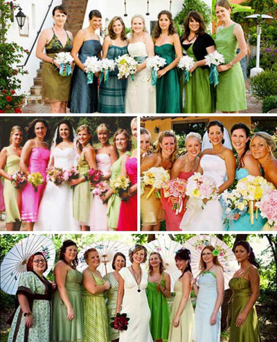 Multi colored dresses with gerber daisies wedding Non MatchingBMs