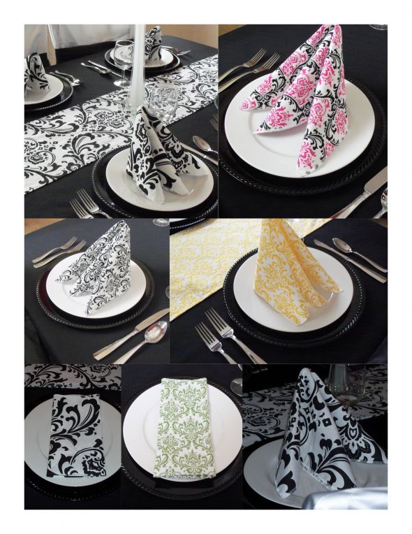Black and White Damask with apple Green wedding black and white damask 