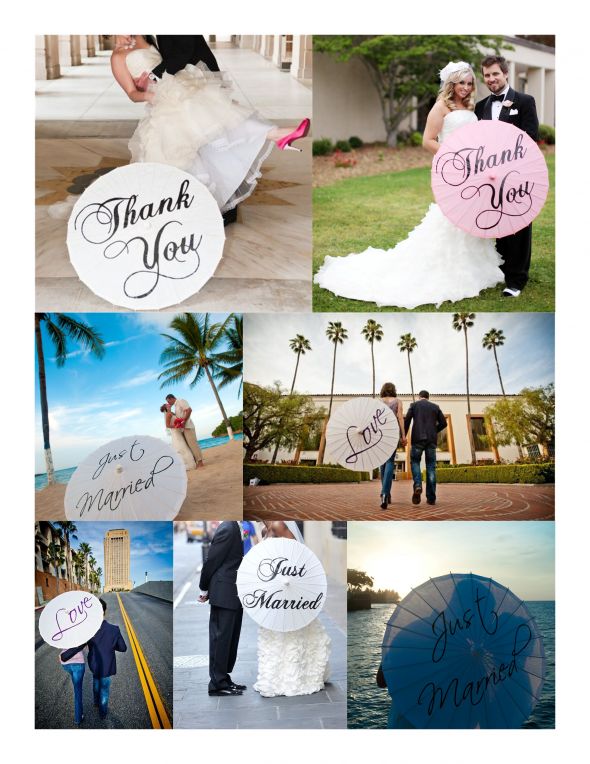 Personalized Custom Thank You Just Married Wedding Parasols wedding 