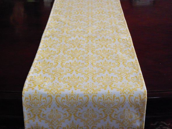 Yellow and White Damask Table Runners wedding yellow and white damask 