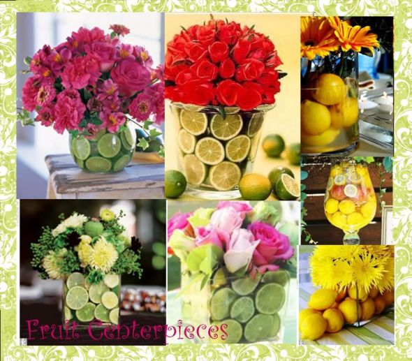 Centerpieces- No candle or Flowers :  wedding center piece diy frame flower bud vase tin tea Freshfruitcenterpieces