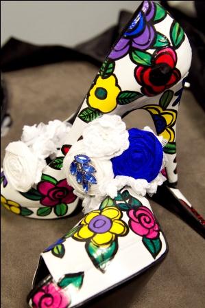 Hand-painted Wedding Shoes :  wedding black blue green pink purple red white yellow 185