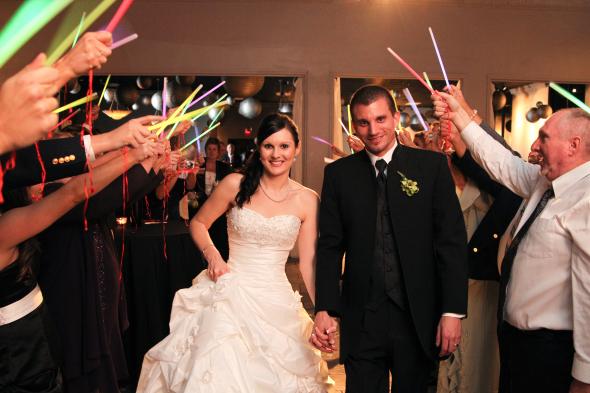 Our Glow Stick Exit! : wedding dress reception 524