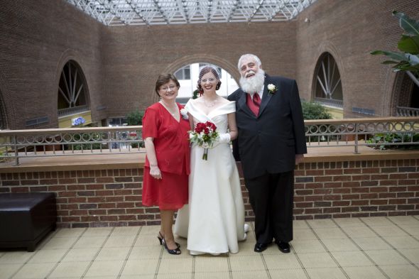 Short brides, post your dress pics! :  wedding short dress petite Parents