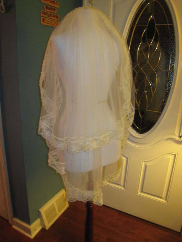 For sale - Elbow Length - Ivory/Cream w/ beading :  wedding beading cream lace ivory IMG 1517