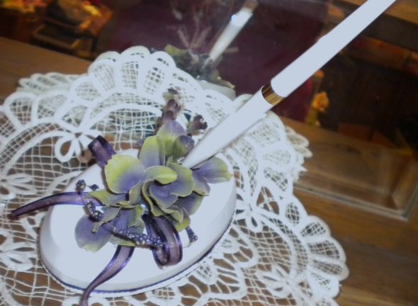 After Wedding Sale Eggplant Lapis Sage wedding reception head table 