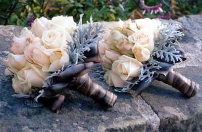 Show Off Your Bouquet Inspiration! :  wedding Dusty Miller And Ribbon