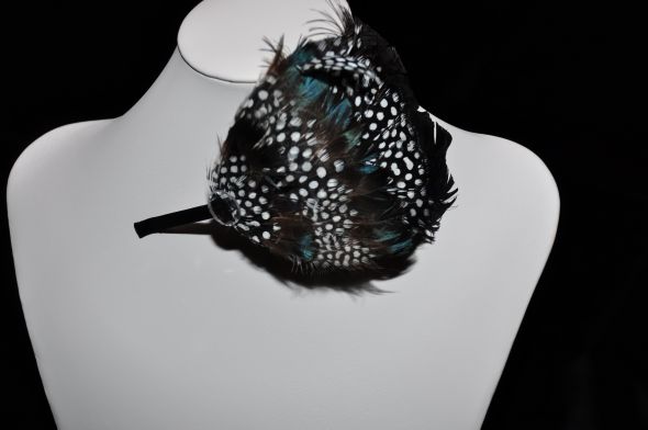 Peacock Feather Headband with clear Crystal accent on side 2000