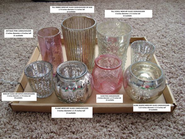 Mercury glass candle holders silver and pink wedding reception candle 