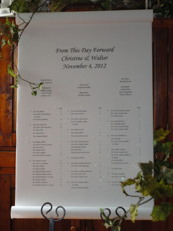 Belle Jardine Custom Seating Chart or Seating Scroll instead of place cards