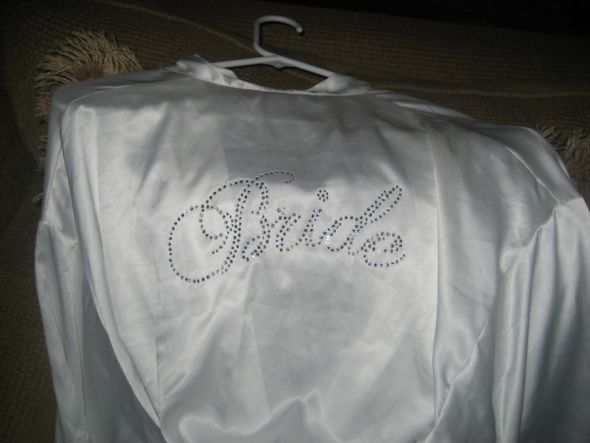 Victoria's Secret Bling Bride Robe - White â€“ Bridal - Rhinestones :  wedding robe satin victorias secret bride rhinestone white ivory VSBrideRobe1