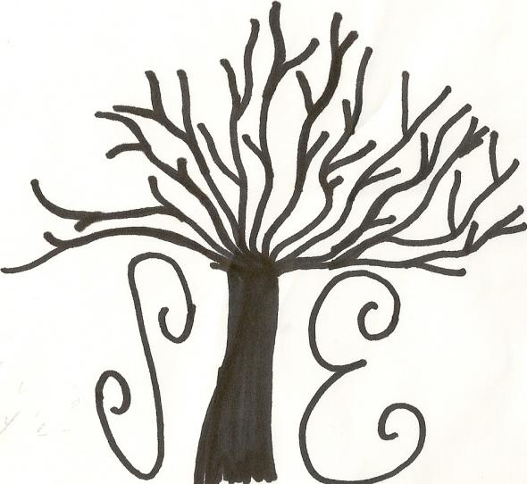 Monogram wedding monogram tree hand drawn Logo