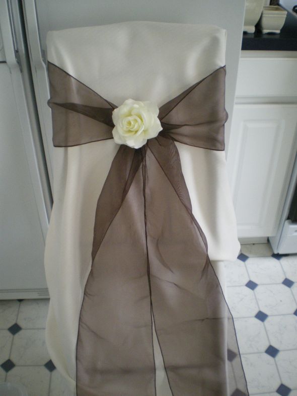 Chocolate and Turquoise Chair Sashes wedding Chair Bow Flowers 1 