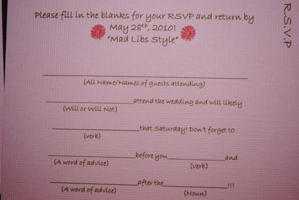 Here are our Mad Lib RSVPS... : wedding Winter 2009 363