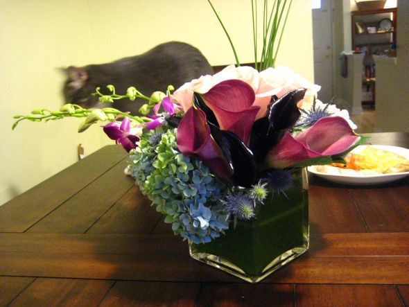 Unique Flower Assortment :  wedding flowers centerpiece rose orchid calla lily hydrangea IMG 3810