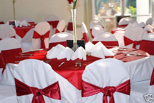 Apple Red Satin Napkins and Table Overlays wedding apple red red reception 