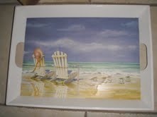 Leftovers from beach wedding... :  wedding shells starfish blue overlays basket decor beach Beach Item