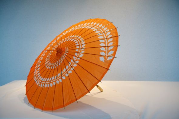 NonFloral Altar/Aisle Decorations : wedding lantern fan aisle altar decoration paper decor blue orange inspiration diy invitations Umbrell