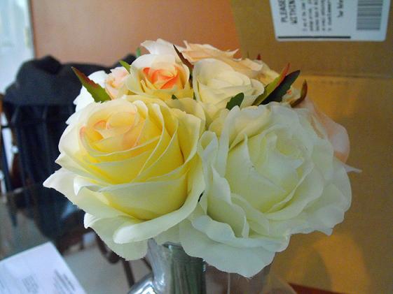 What do you think? (flowers inside) :  wedding fake flowers afloral peach pink ivory Bridesmaids