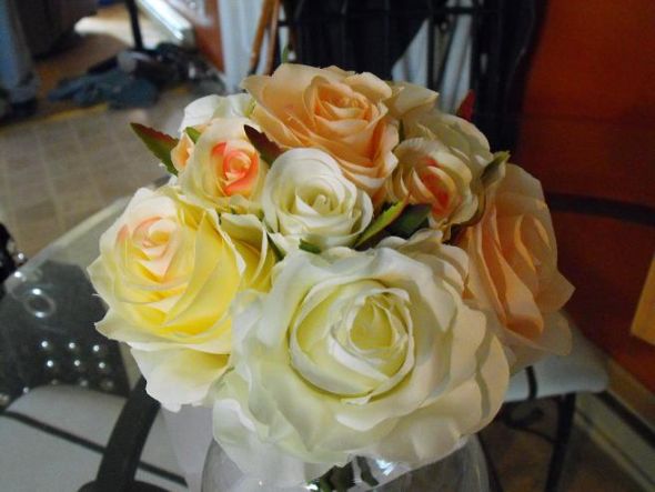 What do you think? (flowers inside) :  wedding fake flowers afloral peach pink ivory Bridesmaids1