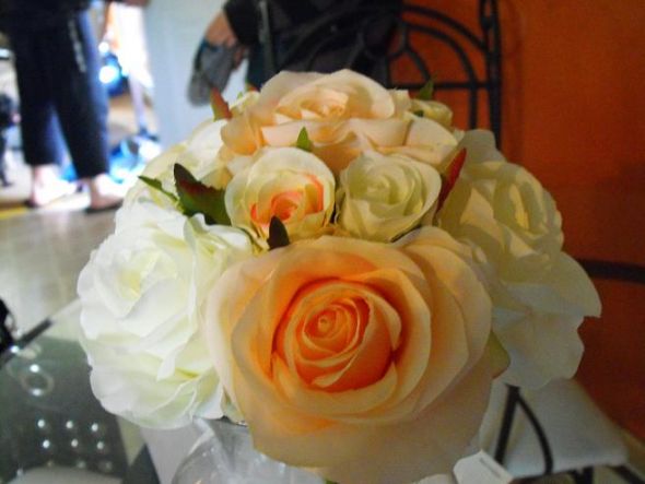 What do you think? (flowers inside) :  wedding fake flowers afloral peach pink ivory Bridesmaids3