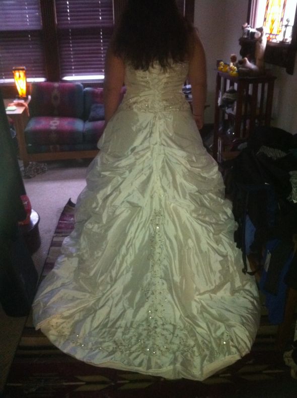show off your bustle and back of your gown :  wedding bustle train gown dress wedding bridal Backhalterdress