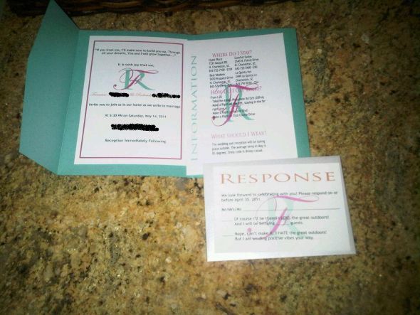 Post your Walmart, Target, Michael's, or inexpensive DIY invites! :  wedding diy invites walmart target michaels 1 cheap inexpensive Invite Modified2