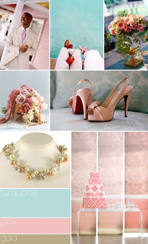 Need honest help on inspiration board wedding Palette Turq Pink Gold