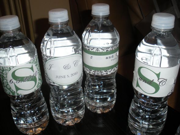 DIY Custom Wedding Water Bottles :  wedding custom diy water bottle labels easy Bottle Lables Green Brown