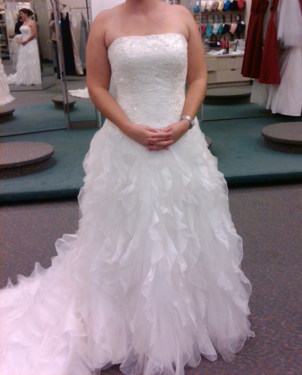 Picked up my dress... I have an issue : wedding dress zipper issue davids bridal 1 ch515 monique luo flap stiches sewing sew Front Hair Up