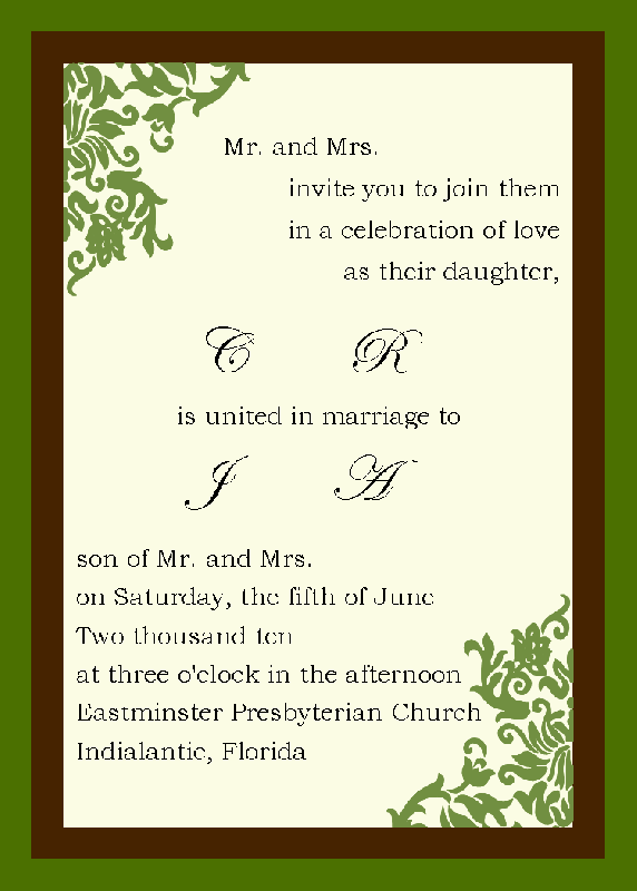 Envelope and Paper sizes for DIY Invitations - Help and Opinions Please :  wedding inner envelope outer envelope a7 a75 response card size envelope size 5 by 7 envelope Green And Brown Damask Invite