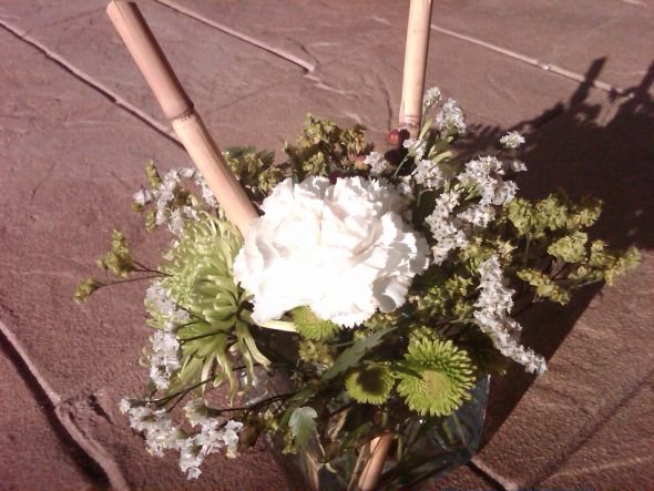 They also threw in a white carnation at the last minute to try to add some