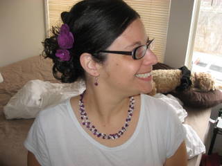 hair trial with fun purple flower! :  wedding hair trial IMG 0002