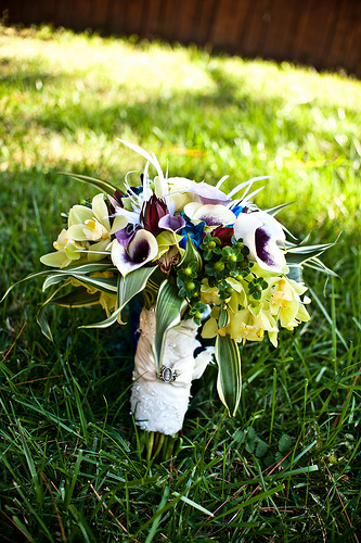Our Bouquets by my MIL wedding bridal bouquet eggplant purple blue navy 