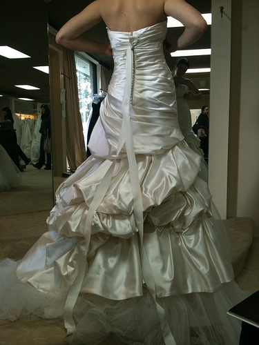 Your Wedding Gown! Post a pic! :  wedding dress bride reception ceremony Pronovias Megan Back Bustledlook