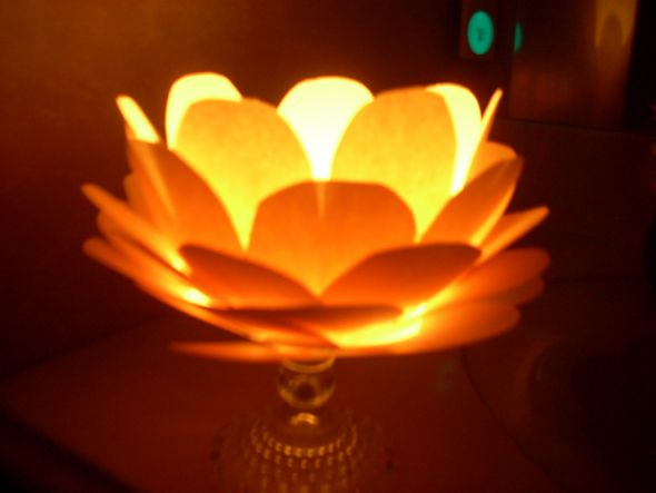 Glowing Paper Flower Centerpiece Mockups: Attempt 1! :  wedding centerpiece flower paper glowing lotus DSCN4259