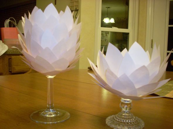 Glowing Paper Flower Centerpiece Mockups: Attempt 1! :  wedding centerpiece flower paper glowing lotus Lights On
