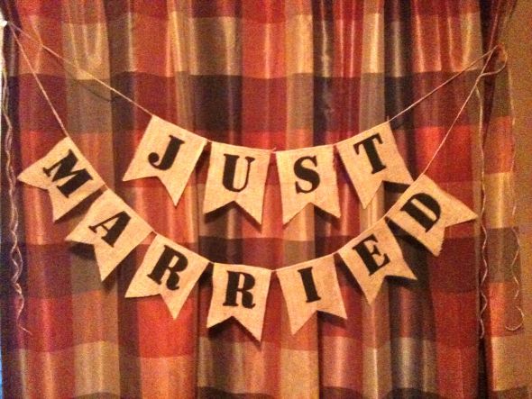Just Married Burlap Banner wedding just married burlap banner twine rustic 