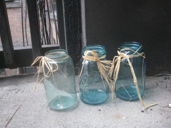 Rustic Brides & Blue and Yellow Brides! :  wedding rustic mason jars birch blue yellow pink reception To Sell 006