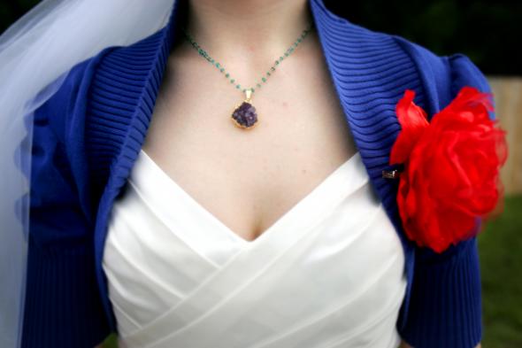 Wedding Wedding Dress Photos :  wedding bolero flower necklace amethyst blue orange dress Dress With Bolero