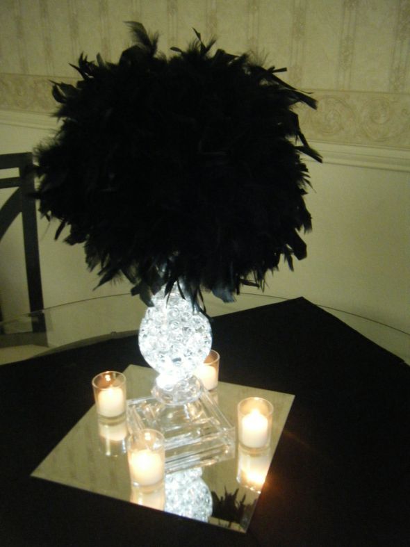 Water Pearls wedding Centerpieces 009 Bre2Be's feather pom centerpieces 