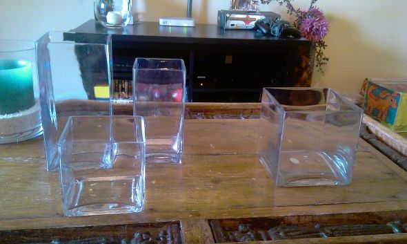vases glass. Lot of 18 Glass Square Vases