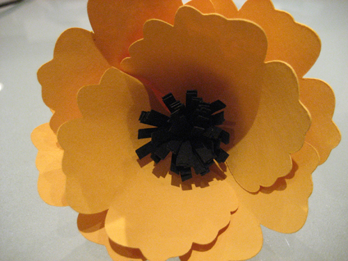 35 Yellow Paper Flowers with Black Centers wedding paper flowers 