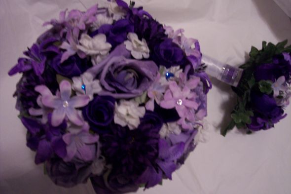 my DIY Fake Flower Bouquets :  wedding diy flowers purple fake flowers diy bouquets Bling  Something Blue